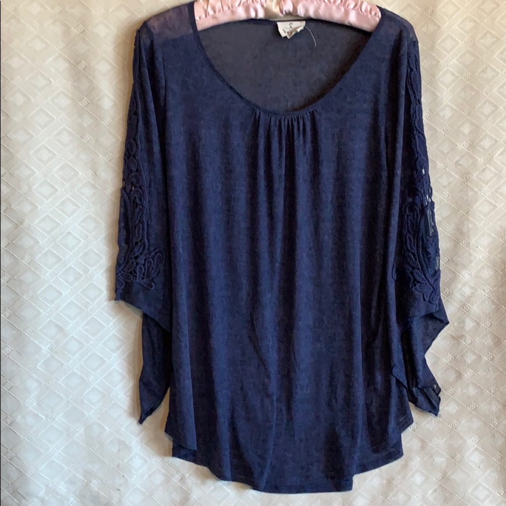 Anthropologie sheer top by Ember flowy sleeves